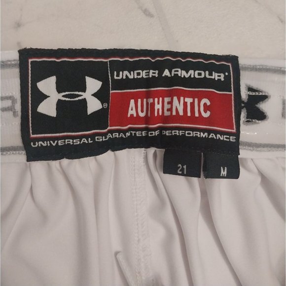 Under Armour Authentic Performance Basketball Shorts White Gold Blue Mens Medium - Picture 5 of 9